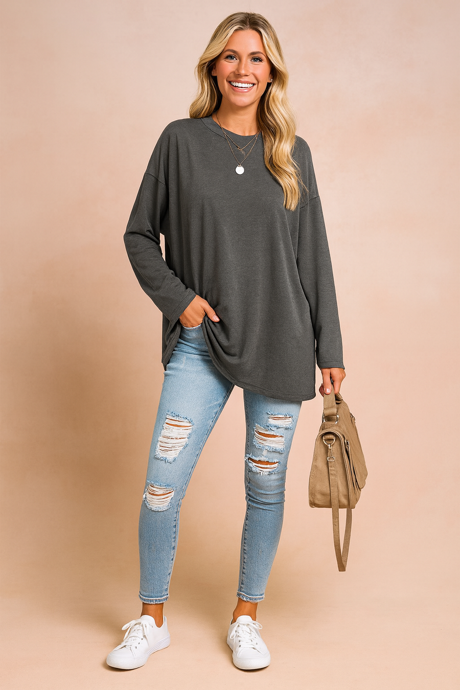 Women's Oversized Tunic Top Side Slits