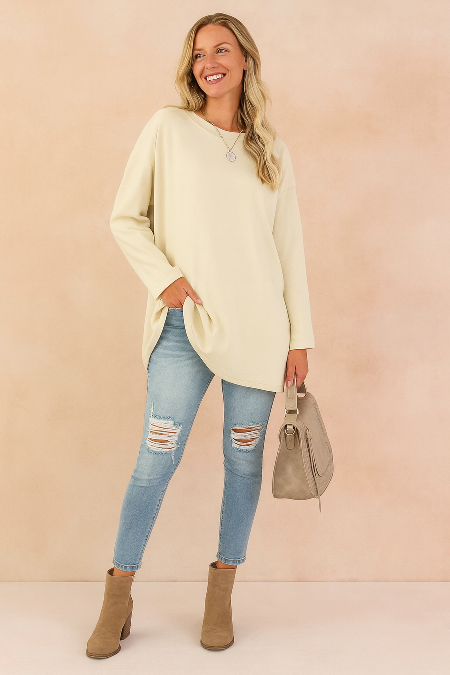 Women's Oversized Tunic Top Side Slits