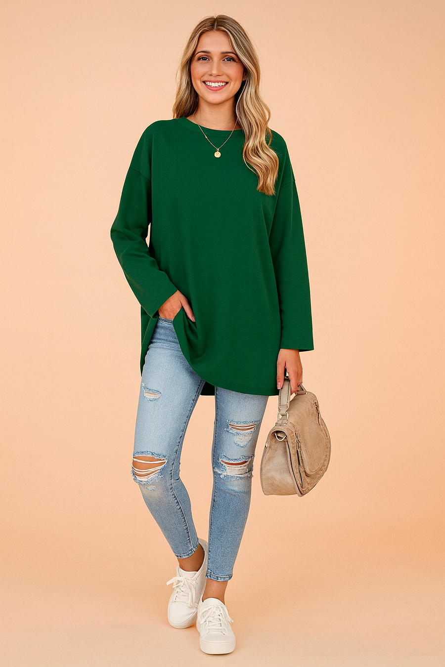Women's Oversized Tunic Top Side Slits