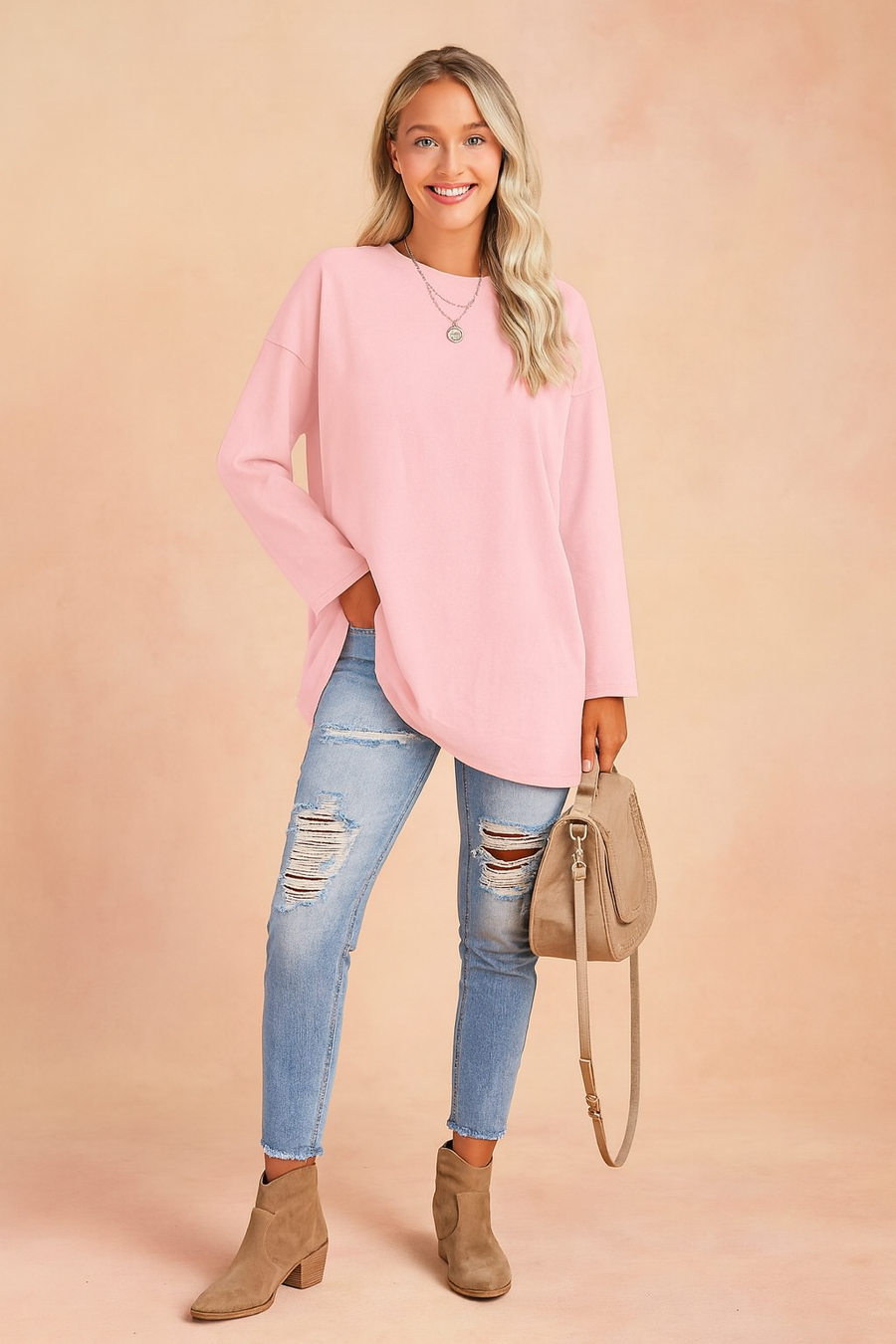 Women's Oversized Tunic Top Side Slits