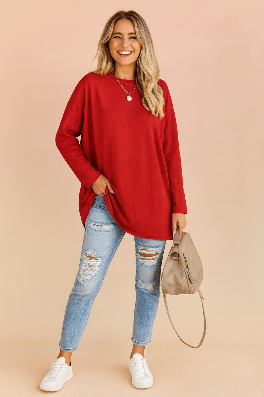 Women's Oversized Tunic Top Side Slits