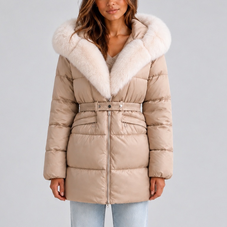 Women's Quilted Belted Puffer Jacket