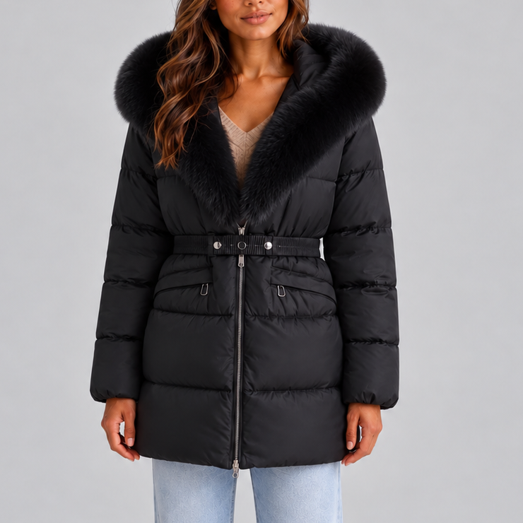 Women's Quilted Belted Puffer Jacket