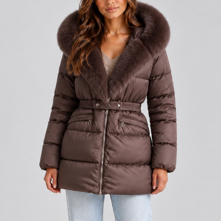 Women's Quilted Belted Puffer Jacket