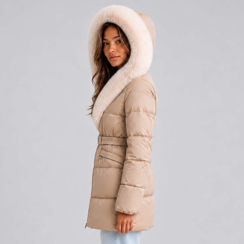 Women's Quilted Belted Puffer Jacket