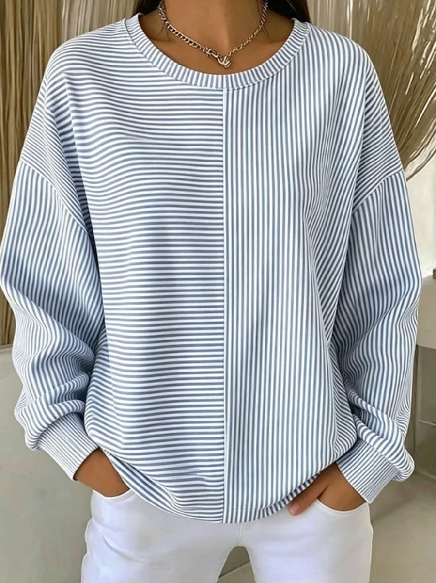 Women's Striped Puff Sleeve Sweatshirt