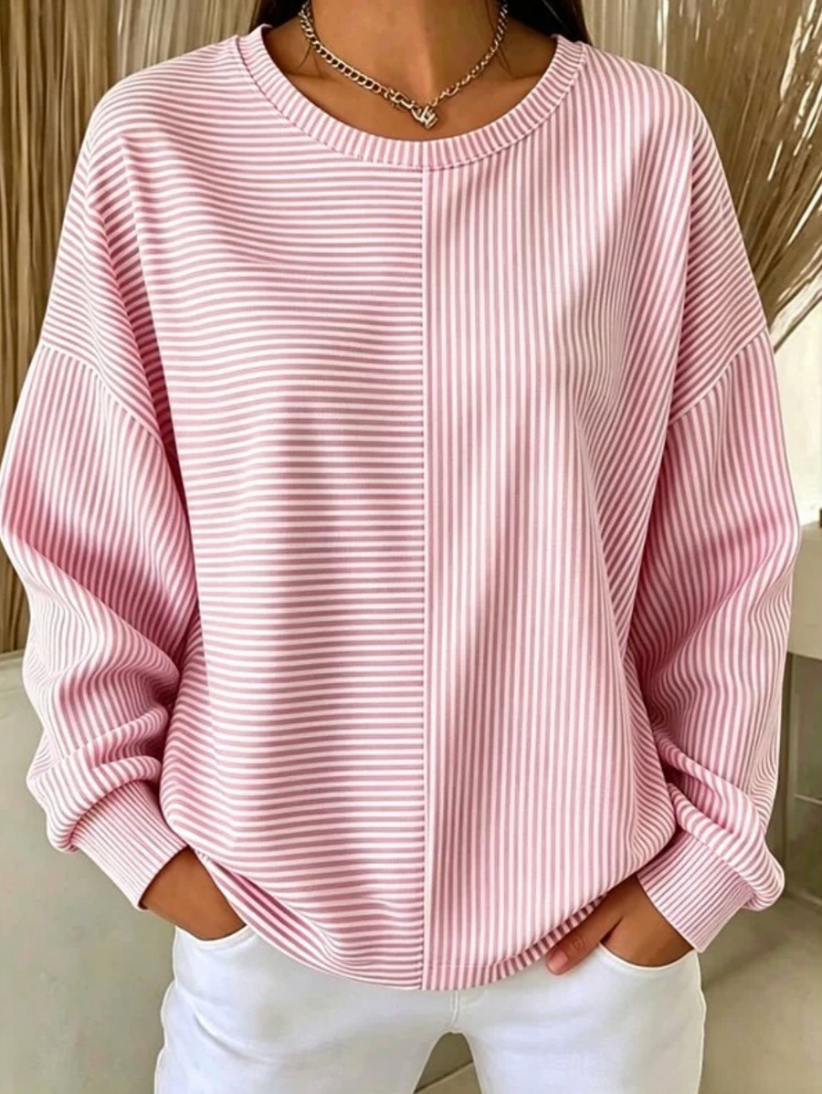 Women's Striped Puff Sleeve Sweatshirt