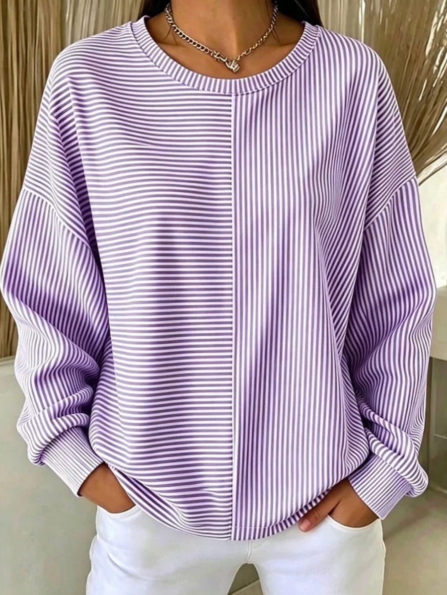 Women's Striped Puff Sleeve Sweatshirt