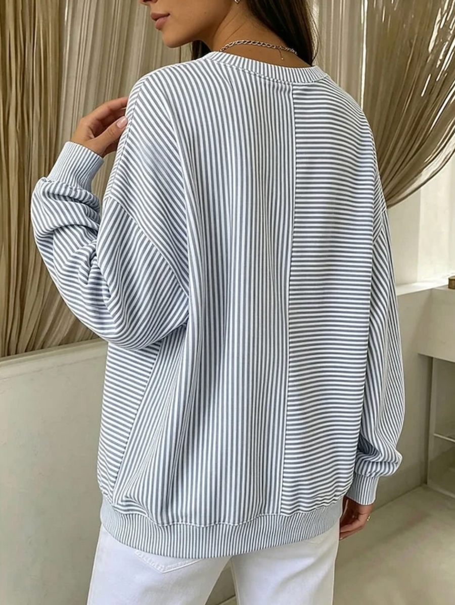 Women's Striped Puff Sleeve Sweatshirt