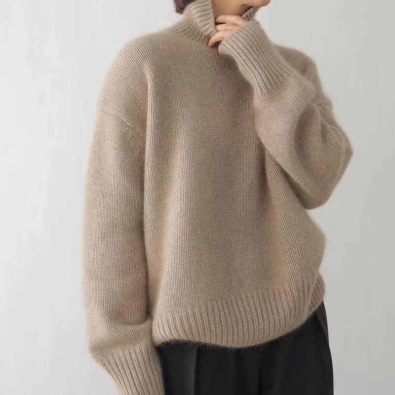 Women's Oversized Turtleneck Pullover Sweater – Khaki