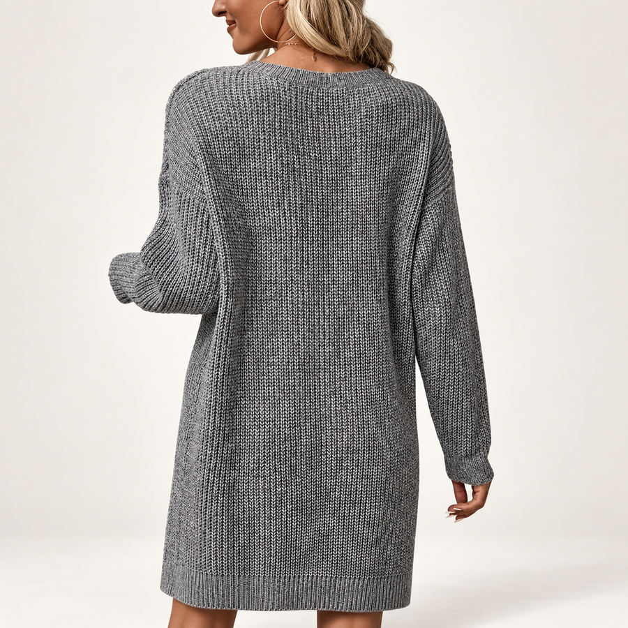 Women's Oversized Wrap Sweater Dress Midi