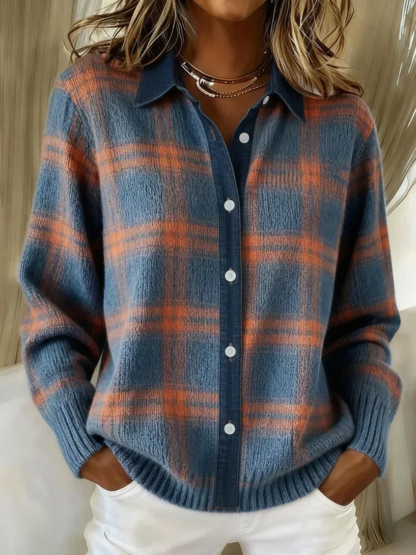 Women's Plaid Knit Button-Front Shirt