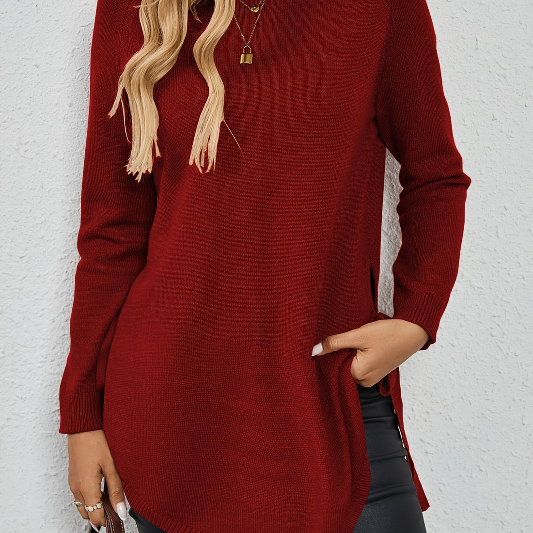 Women's Oversized Tunic Sweater Side Slit