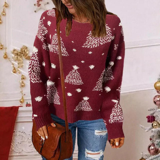 Women's Tacky Christmas Sweater Snowflake Tree