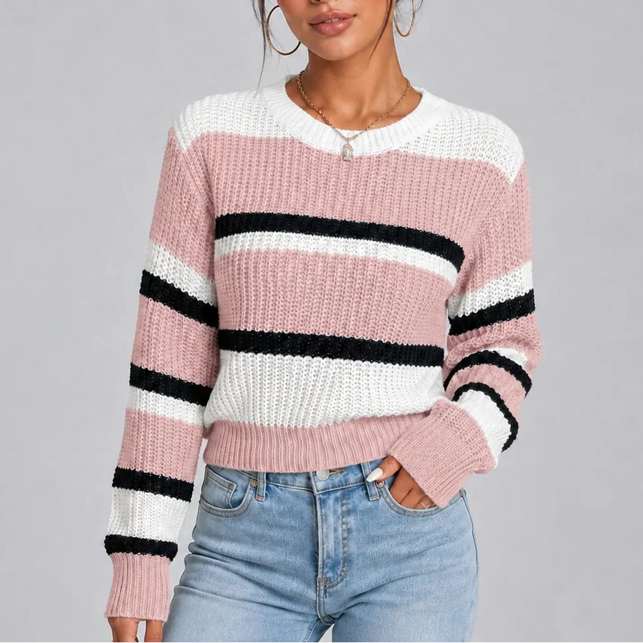 Women's Striped Crop Sweater