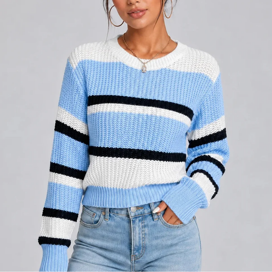 Women's Striped Crop Sweater