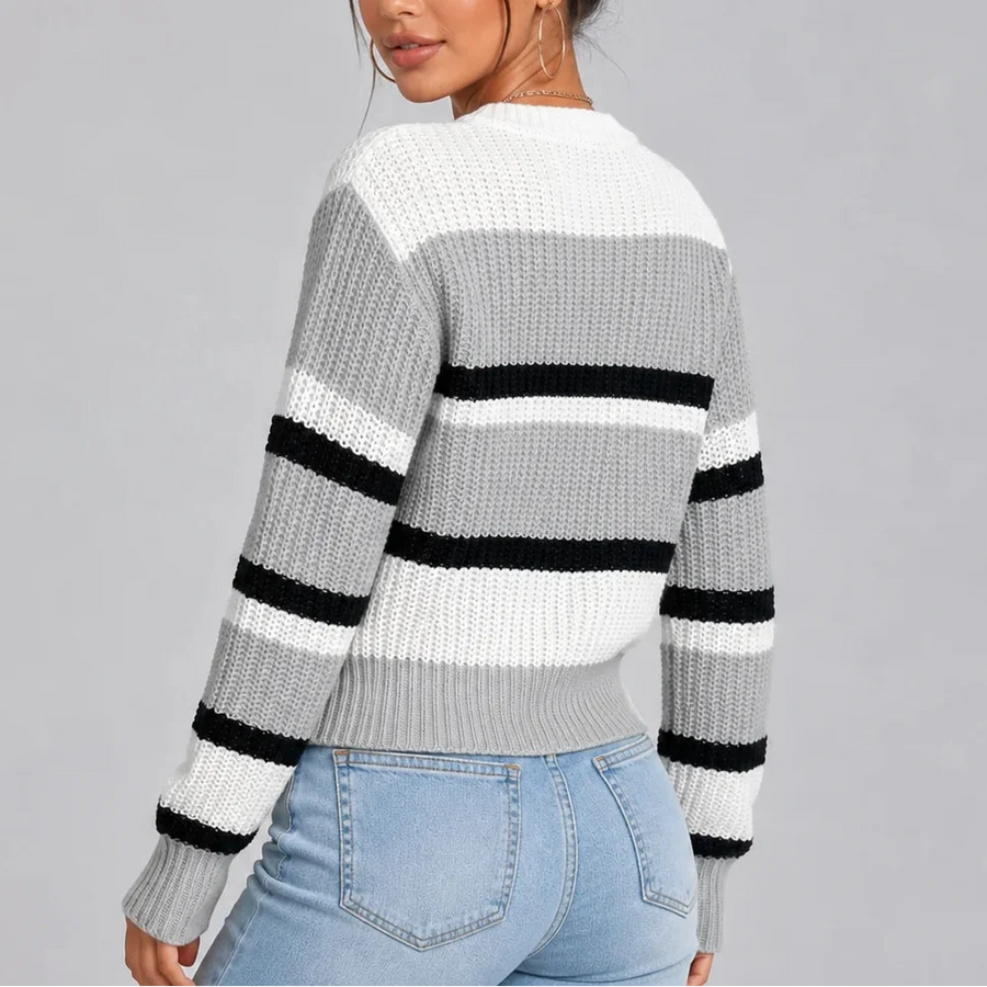 Women's Striped Crop Sweater