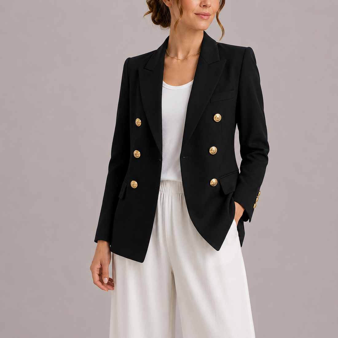 Women's Double-Breasted Blazer Notched Lapel