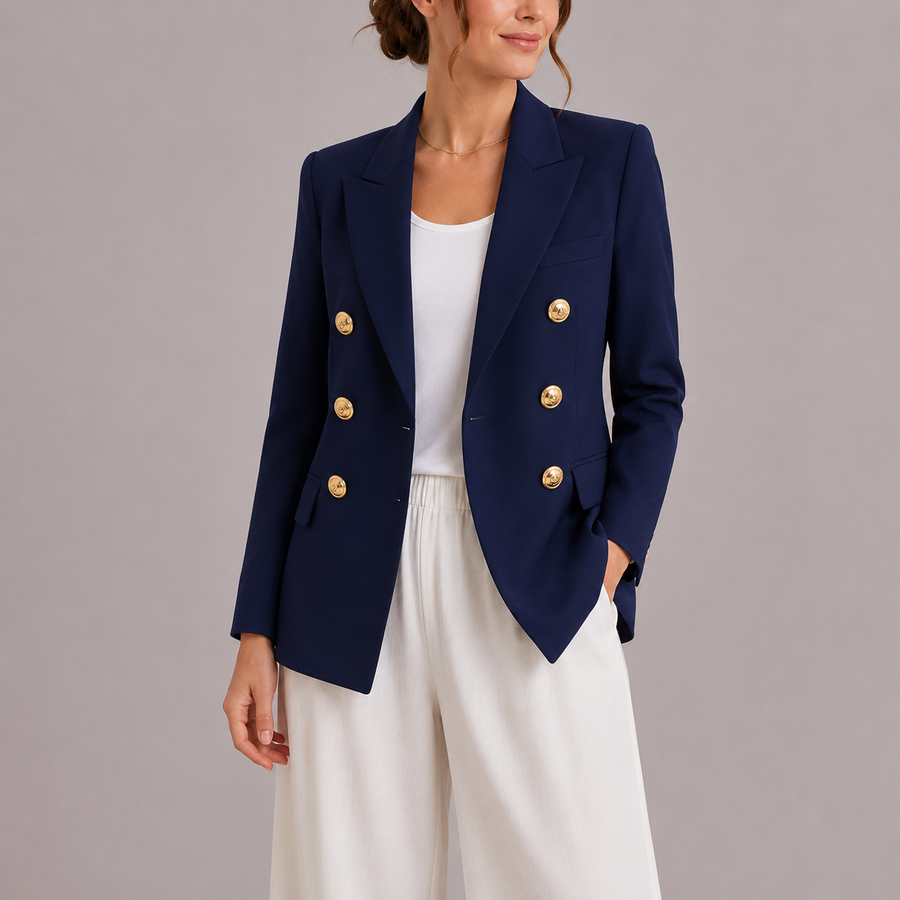 Women's Double-Breasted Blazer Notched Lapel
