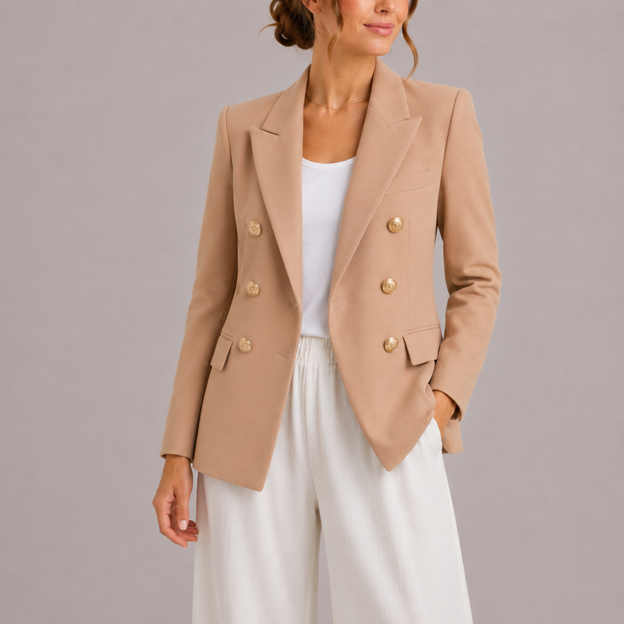 Women's Double-Breasted Blazer Notched Lapel