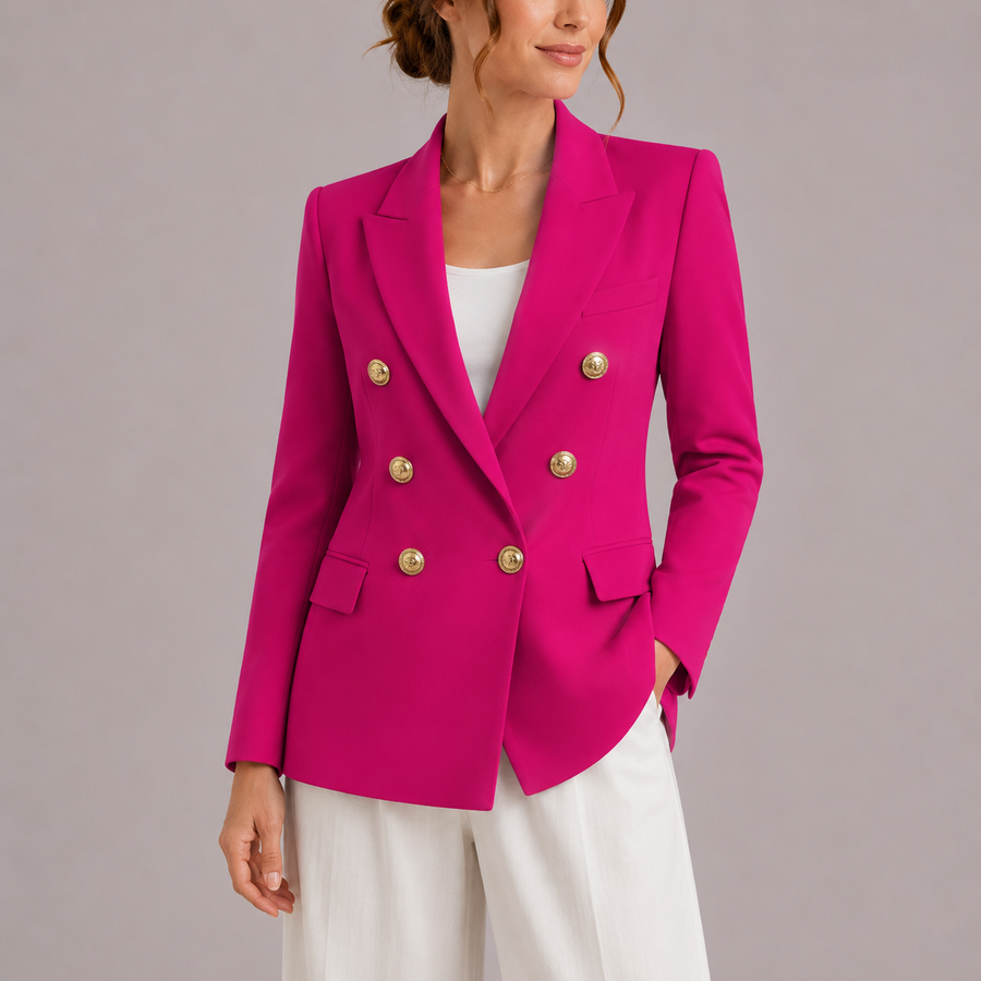 Women's Double-Breasted Blazer Notched Lapel
