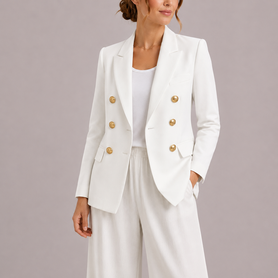 Women's Double-Breasted Blazer Notched Lapel