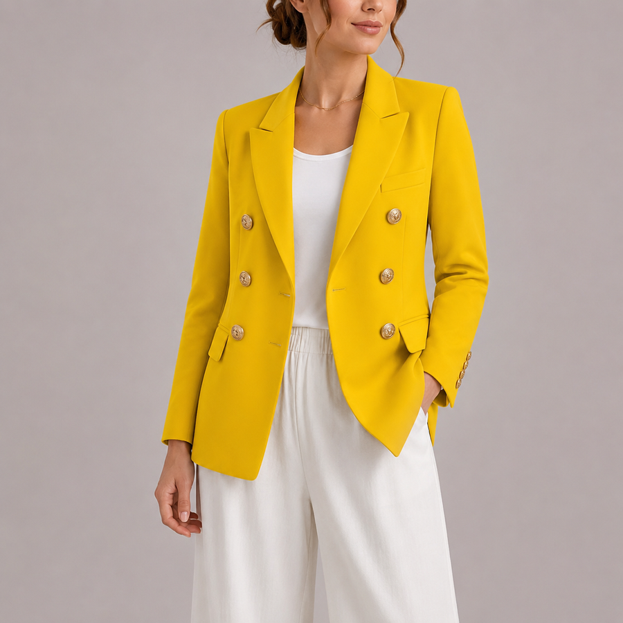Women's Double-Breasted Blazer Notched Lapel