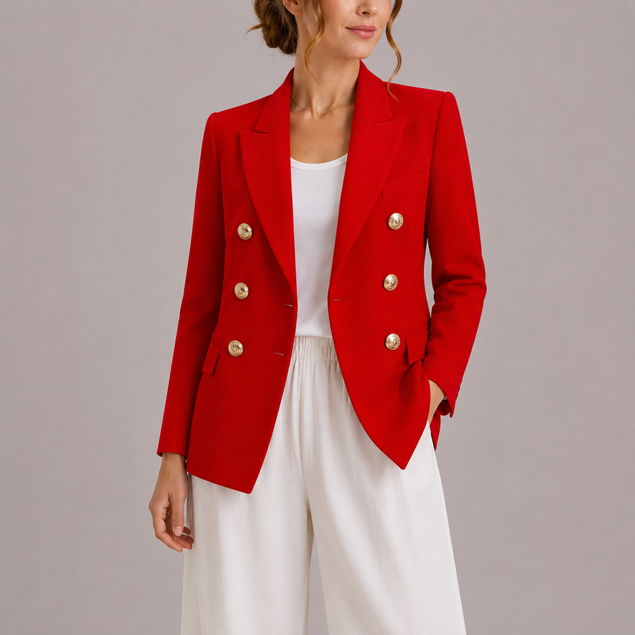 Women's Double-Breasted Blazer Notched Lapel