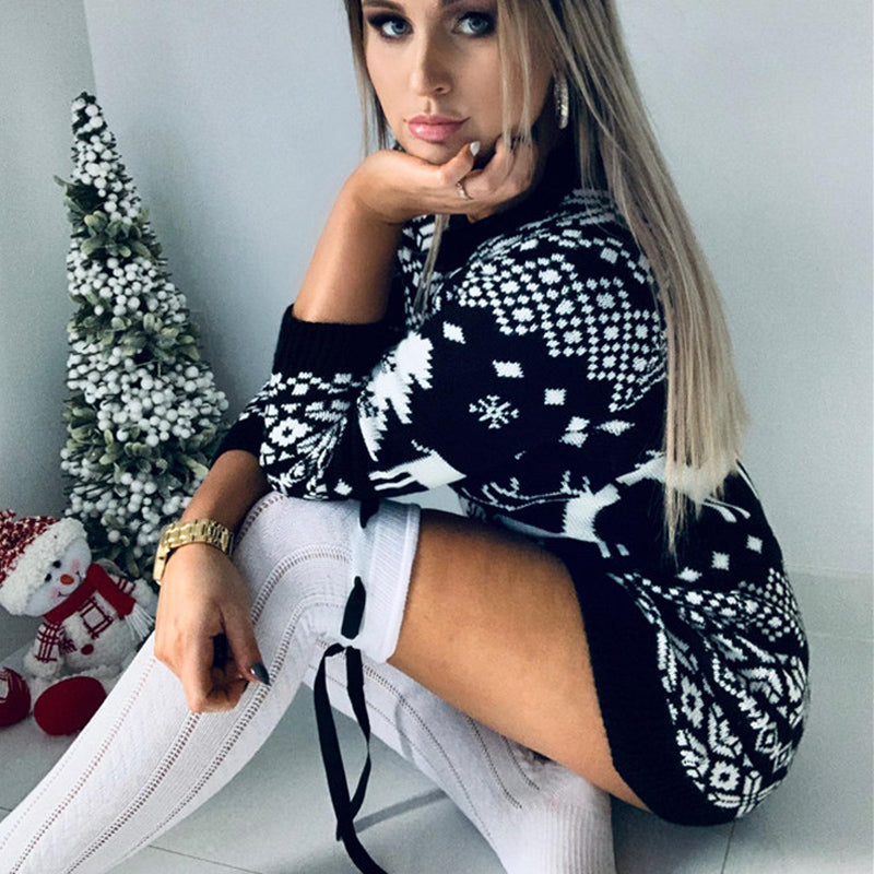 Women's Christmas Sweater Dress Reindeer