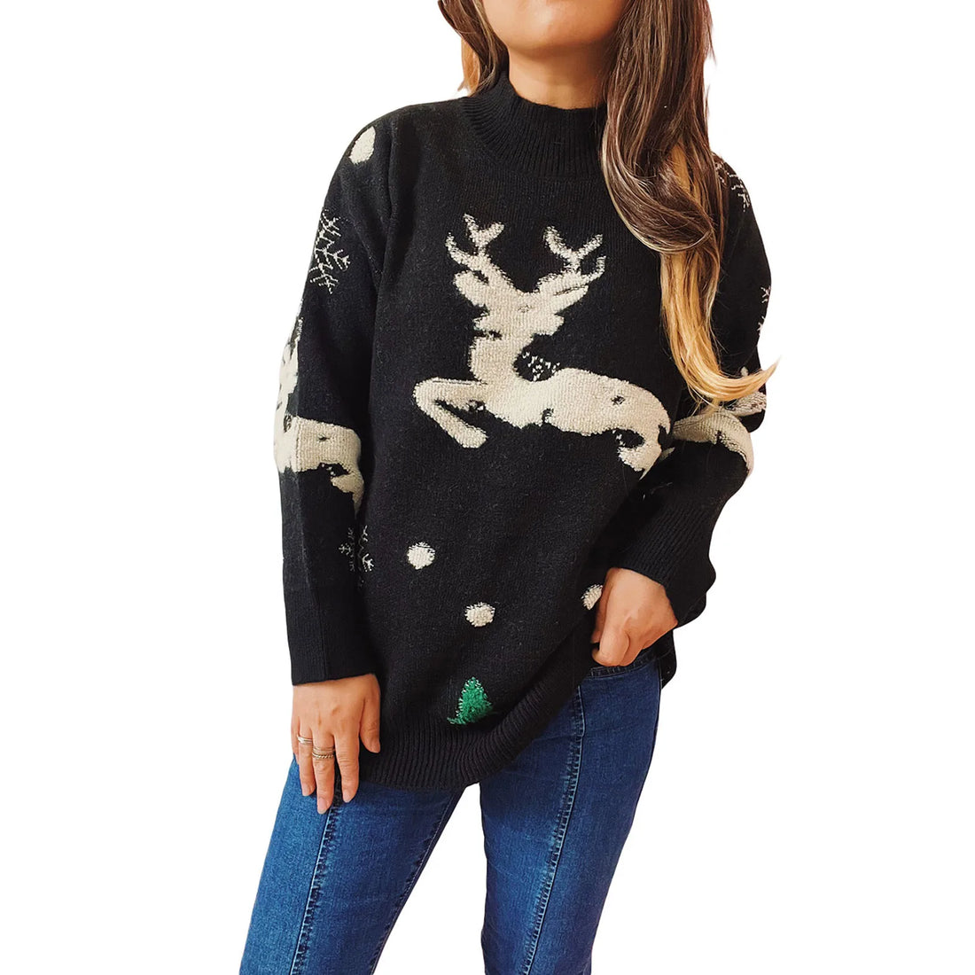 Women's Ugly Christmas Sweater Reindeer Knit