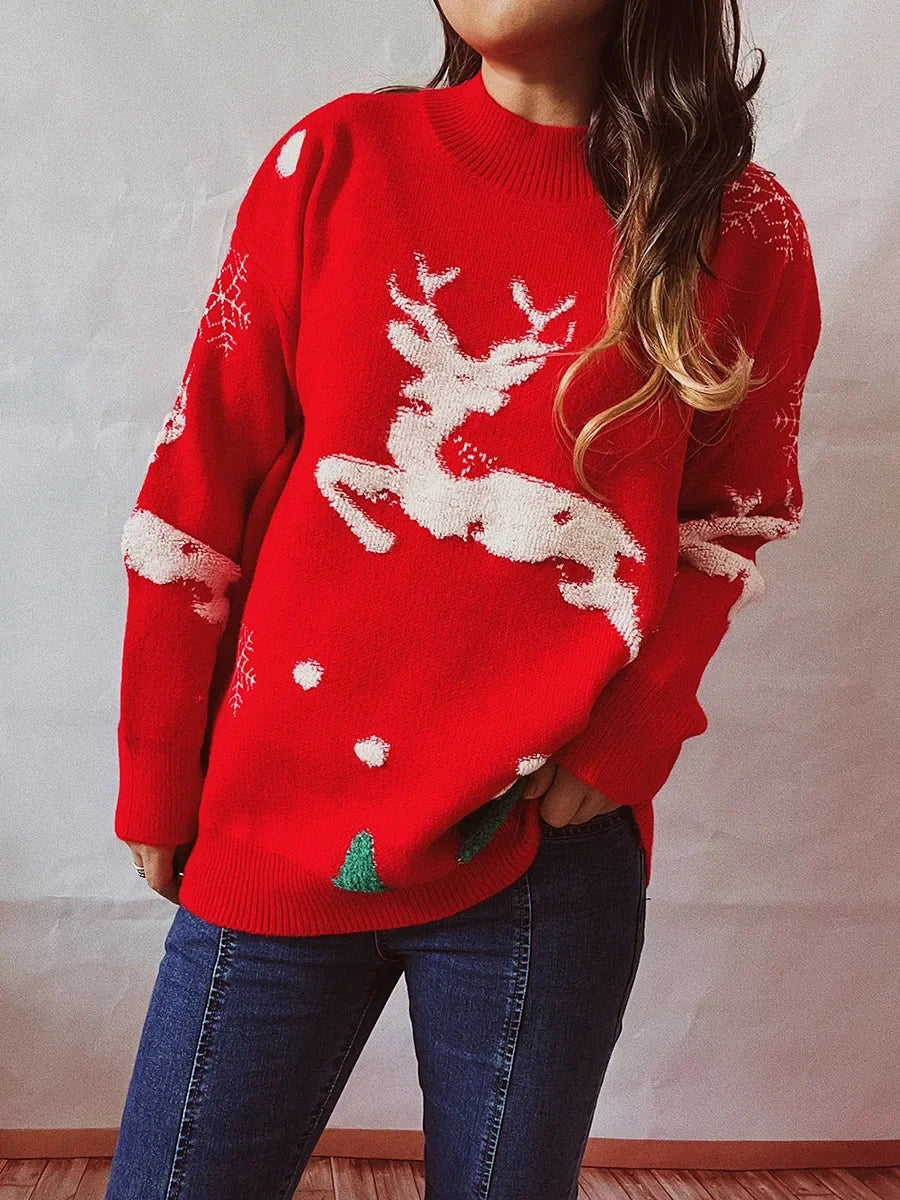 Women's Ugly Christmas Sweater Reindeer Knit