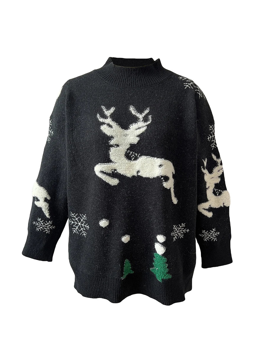 Women's Ugly Christmas Sweater Reindeer Knit