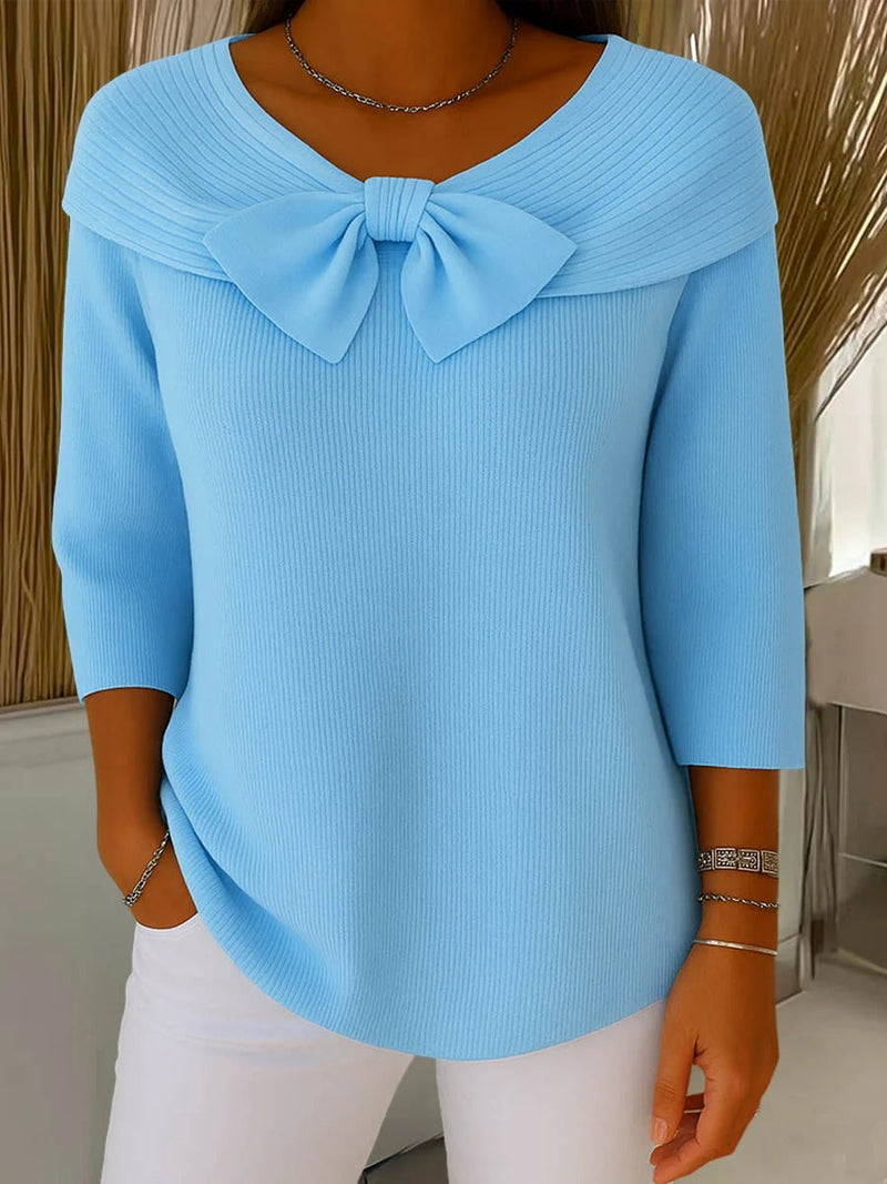 Women's Bow Top Three Quarter Sleeve – Blue