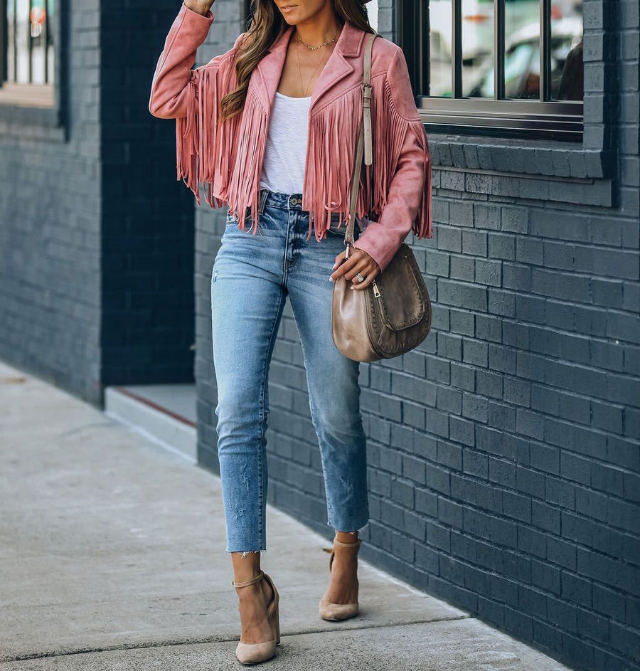 Women's Western Fringe Jacket with Open Front