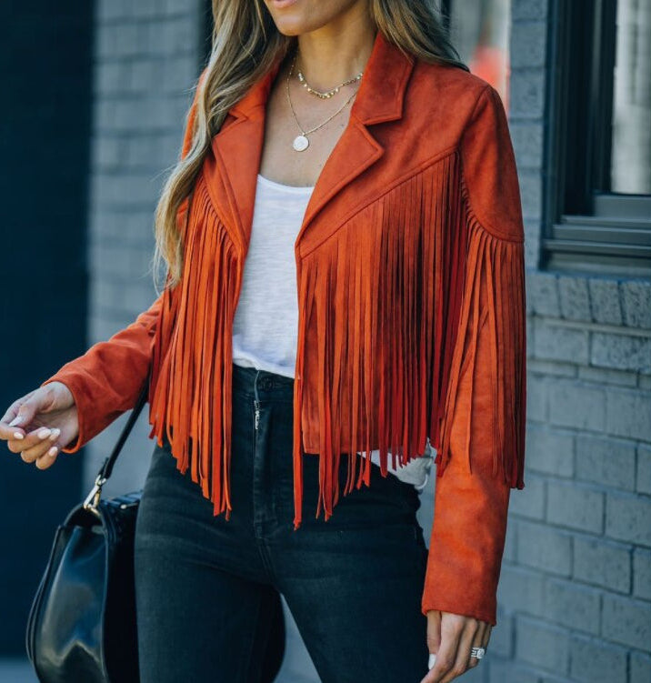 Women's Western Fringe Jacket with Open Front