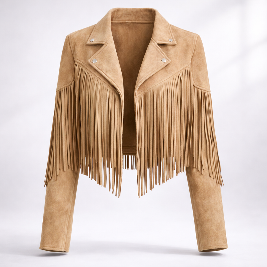 Women's Western Fringe Jacket with Open Front