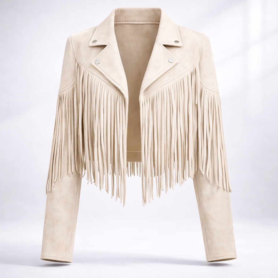 Women's Western Fringe Jacket with Open Front