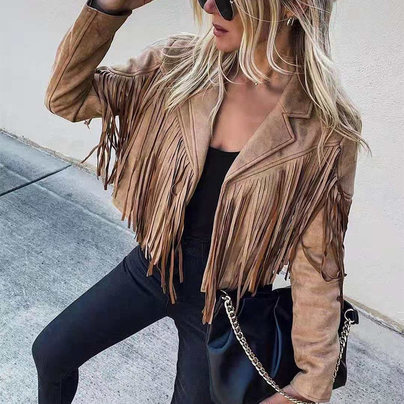 Women's Western Fringe Jacket with Open Front
