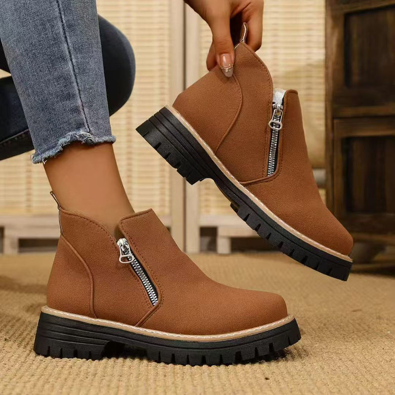 Women's Winter Chelsea Boots Chunky Lug Sole – Brown