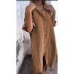 Khaki button-front shirt dress with tie belt