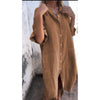 Khaki button-front shirt dress with tie belt