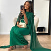 Women's Cape Wedding Guest Dress Maxi - Green