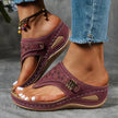 Women's Clip Toe Wedge Sandals Summer - Wine Red