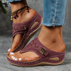 Women's Clip Toe Wedge Sandals Summer - Wine Red