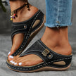 Women's Clip Toe Wedge Sandals Summer - Black