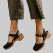 Women's Closed Toe Platform Sandals Cushioned - Black