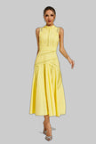 Women's Cutwork Wedding Guest Dress Midi - Yellow