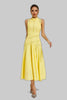 Women's Cutwork Wedding Guest Dress Midi - Yellow
