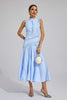 Women's Cutwork Wedding Guest Dress Midi - Blue