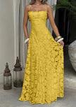 Women's yellow spaghetti strap maxi dress - elegant flowing silhouette